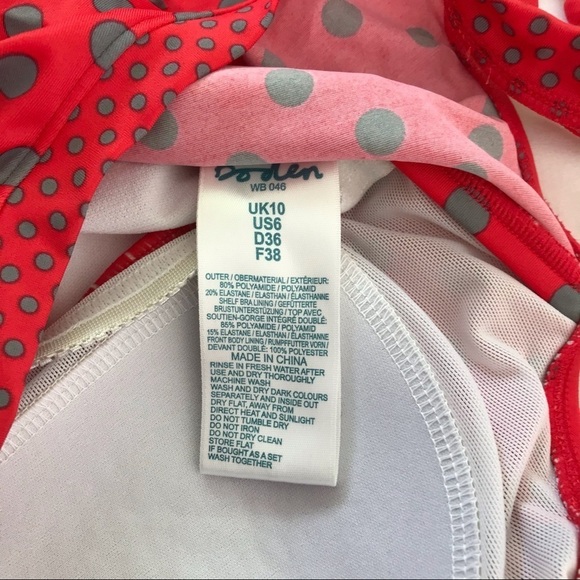 Boden Red Polka Dot Tankini Top Swimwear w/ Pouch - Picture 2 of 7
